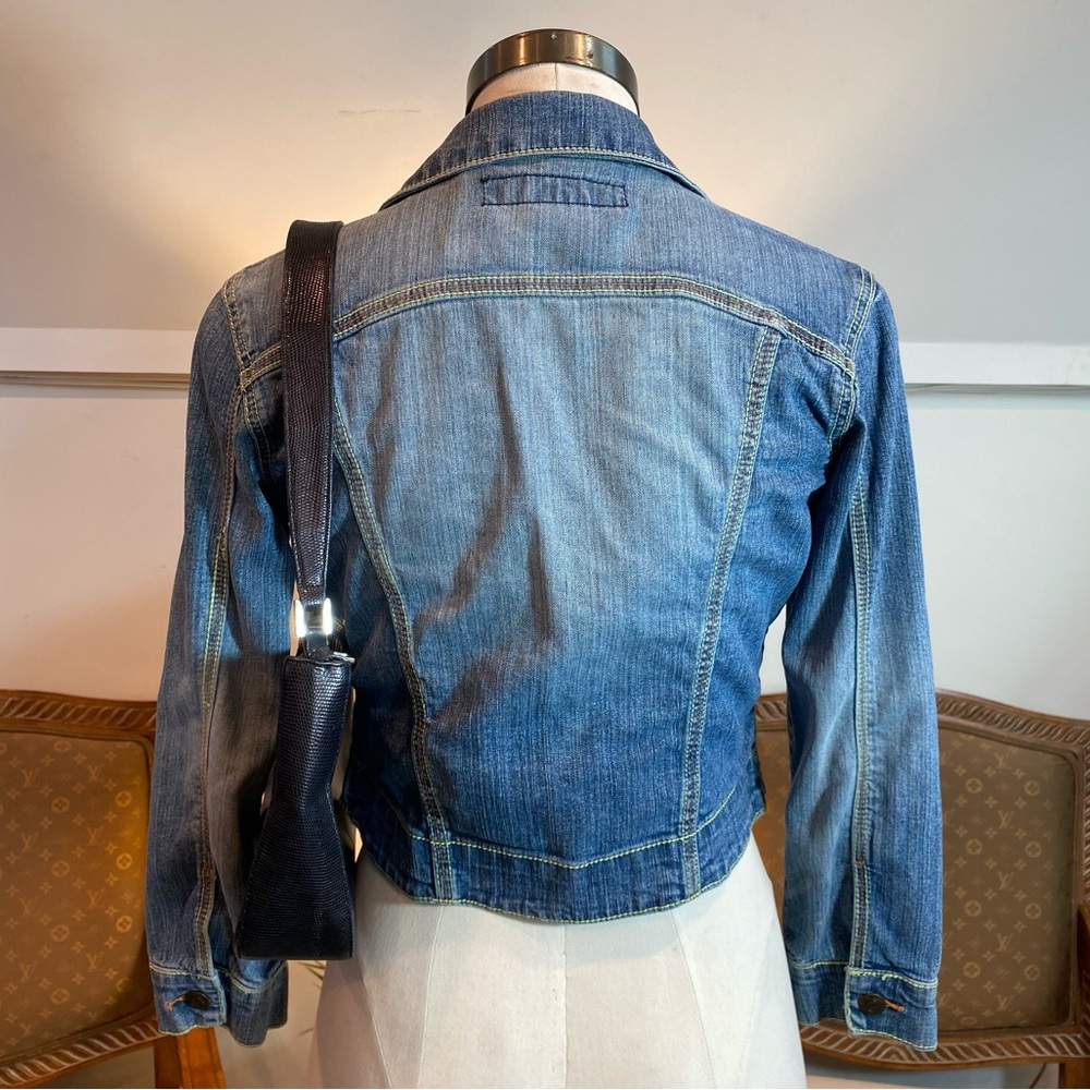 YMI Vintage 90s Y2K Light Blue Denim Moto Jacket - Picture 2 of 6